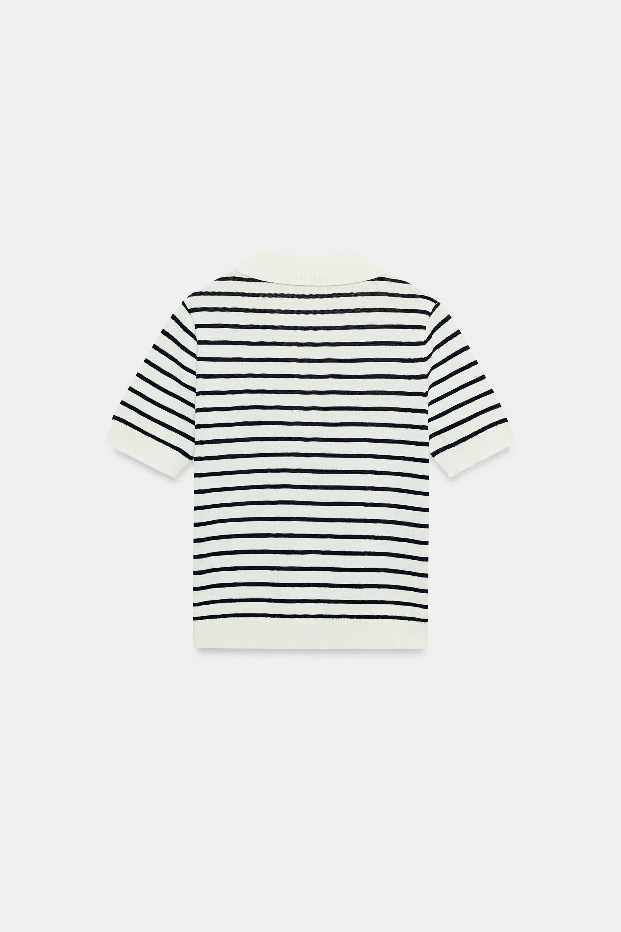 STRIPED SHORT SLEEVE KNIT POLO | Zara US