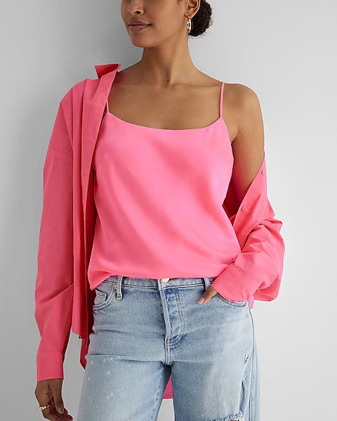 Satin Scoop Neck Downtown Cami | Express