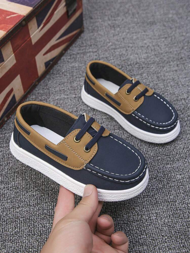 1 Pair Classic Stitching Slip-On Loafers For Teens & Kids, Breathable Non-Slip Soft Sole Comfortable Casual Shoes, Suitable For School And Daily Wear, Blue Leisure Children Shoes | SHEIN