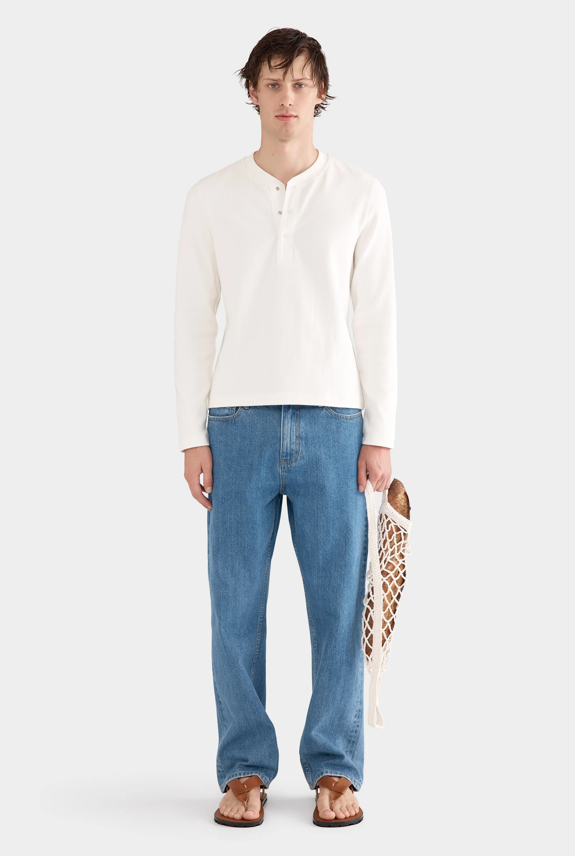 Long Sleeve Jersey Henley Top | Venroy AU