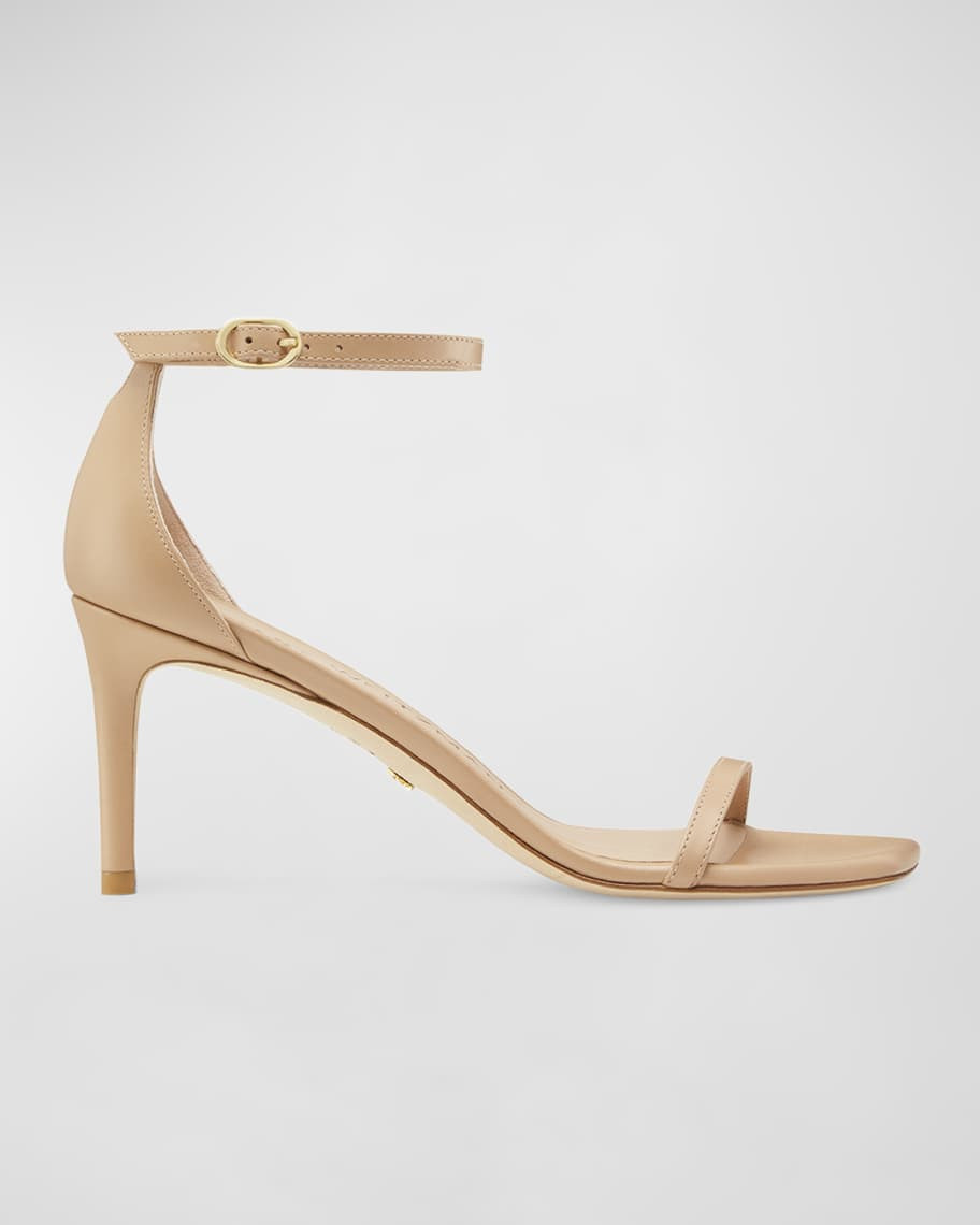 Stuart Weitzman Nudistcurve Leather Ankle-Strap Sandals | Neiman Marcus
