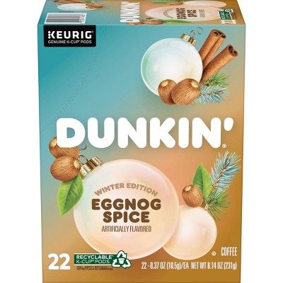 Dunkin' Caffeinated Eggnog Spice Medium Roast Coffee Pods - 22ct | Target