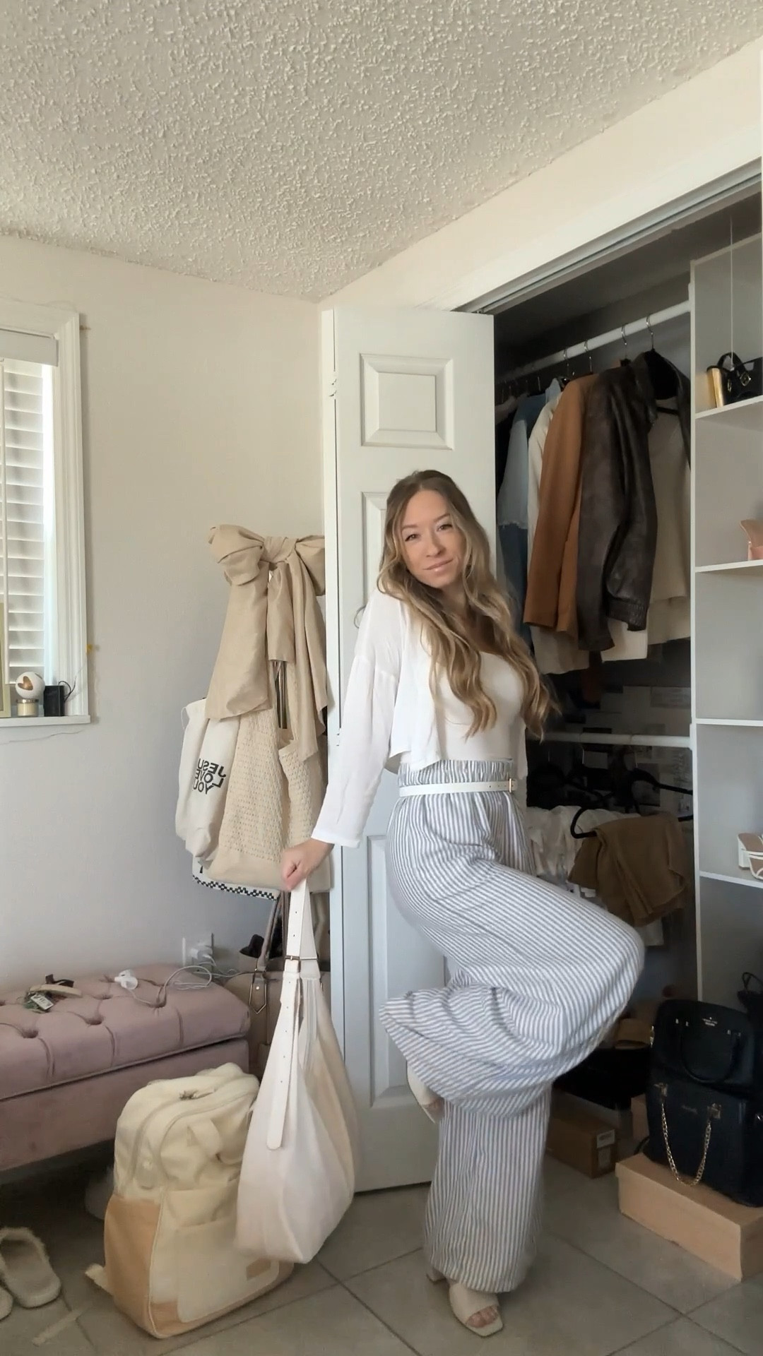 Blue striped pants outfit for spring🤍

#LTKootd #LTKSeasonal