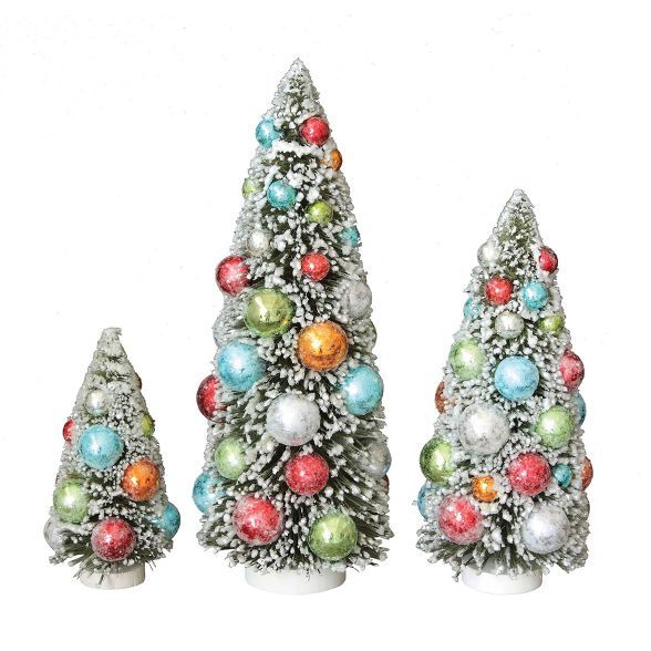 3pc/12" Bottle Brush Trees with Ornaments - 3R Studio | Target