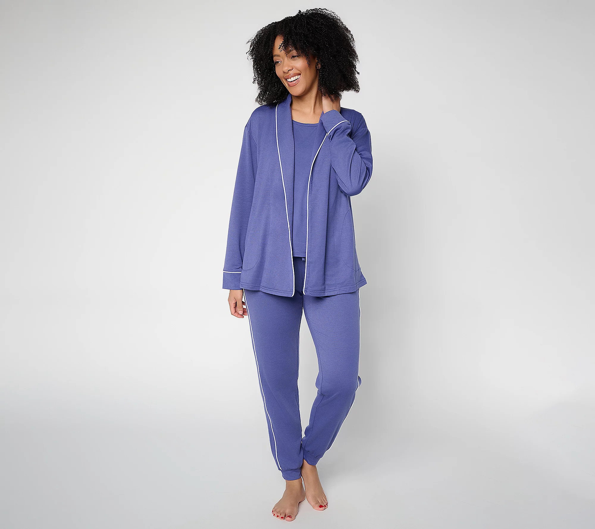 As Is MUK LUKS French Terry Cardigan, Tank, & Lounge Set | QVC