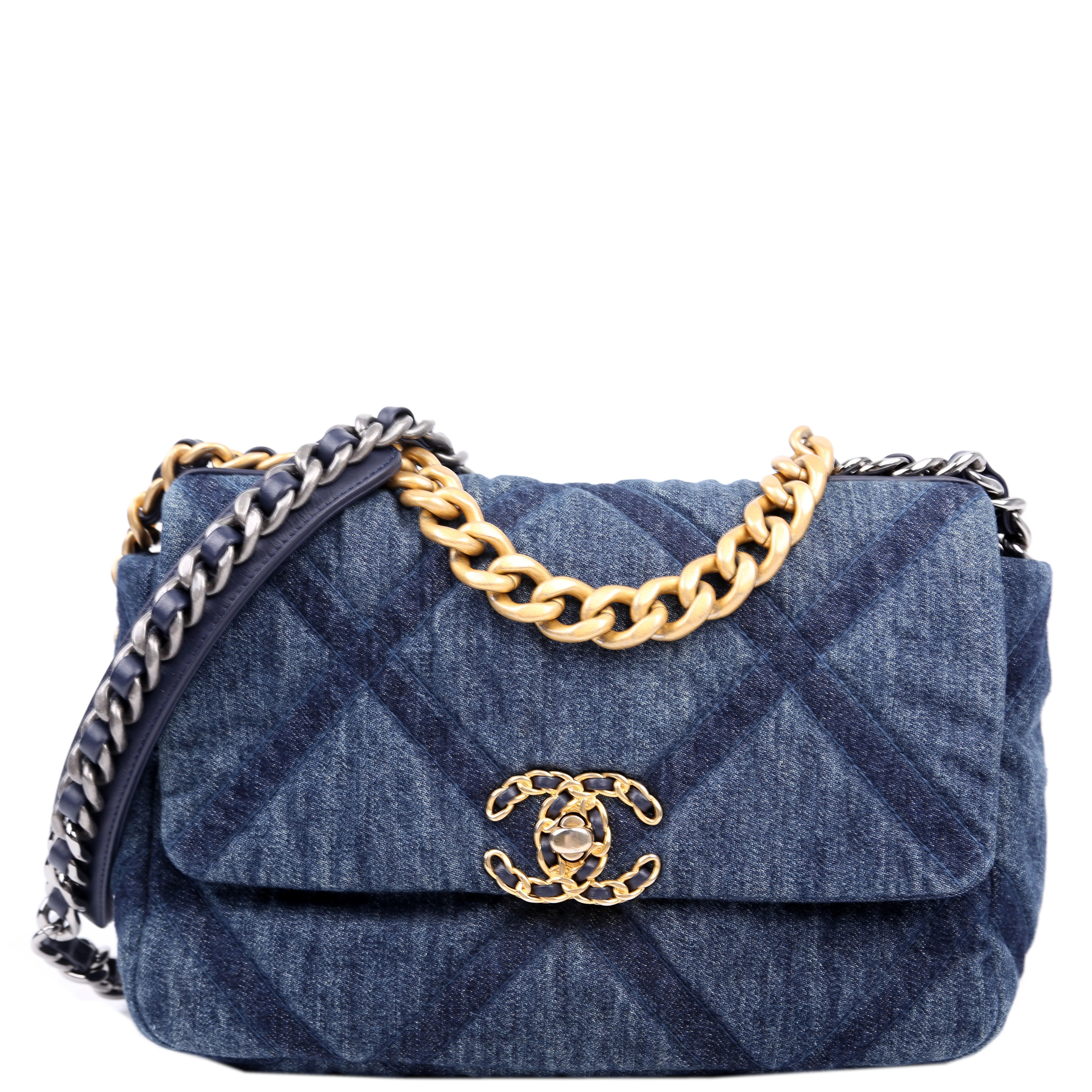 Quilted Denim 19 Small Blue | Keeks Designer Handbags