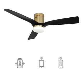 CARRO Striver 52 in. Indoor/Outdoor Gold Smart Ceiling Fan, Dimmable LED Light and Remote, Works ... | The Home Depot