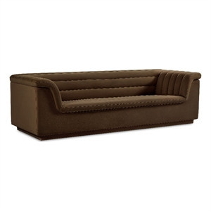 Meridian Furniture Cascade Brown Velvet Fabric Sofa | Homesquare