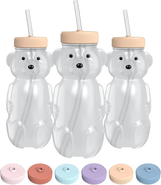 Honey Bear Straw Cup for Babies, 8-oz Honey Bear Cup with Lid, 3-Pack Therapy Learning Honeybear ... | Amazon (US)
