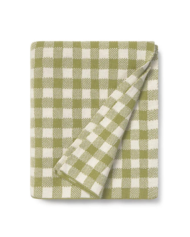 knitted crib blanket vichy / matcha | Willaby