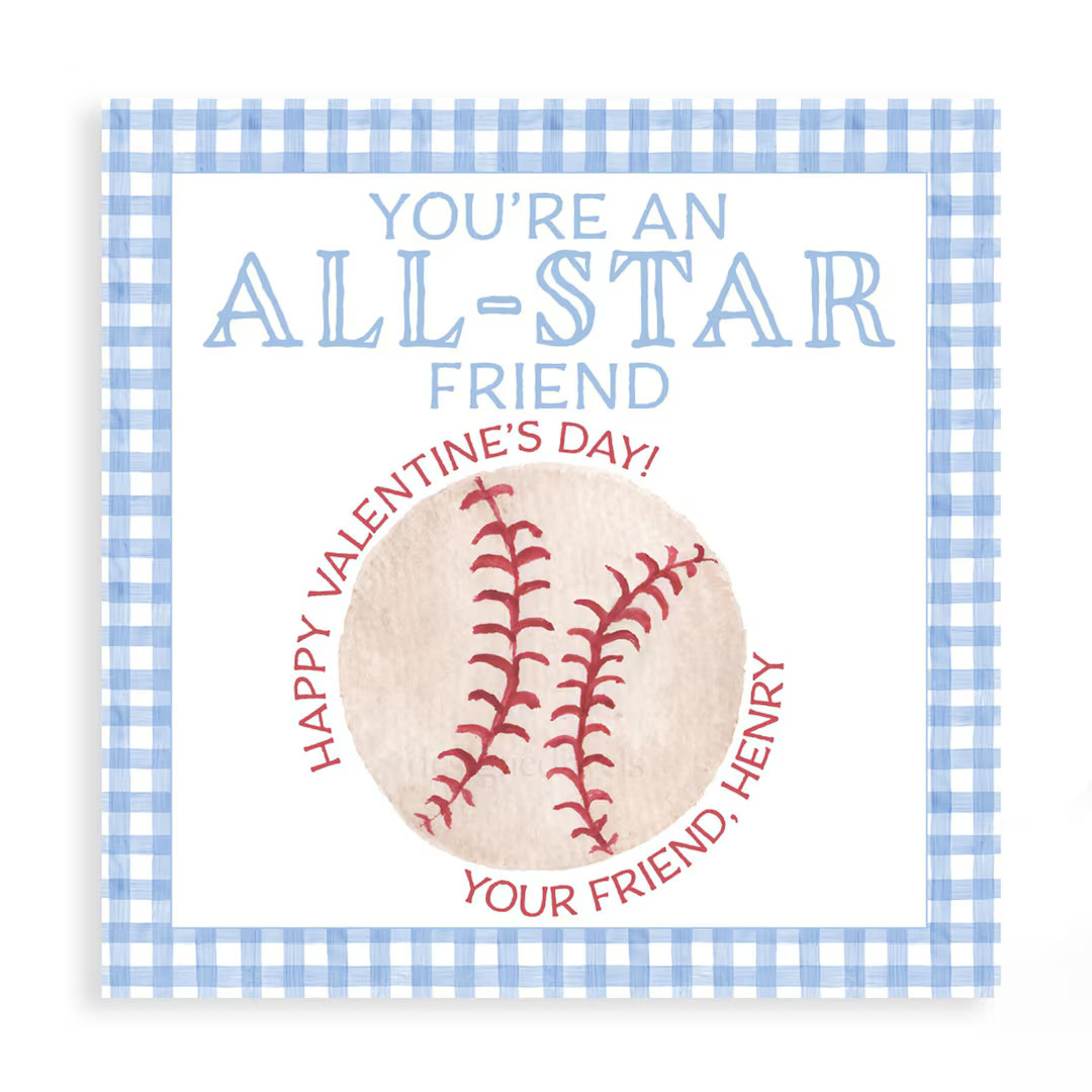ALL STAR Watercolor Baseball VALENTINE Tag - Etsy | Etsy (US)