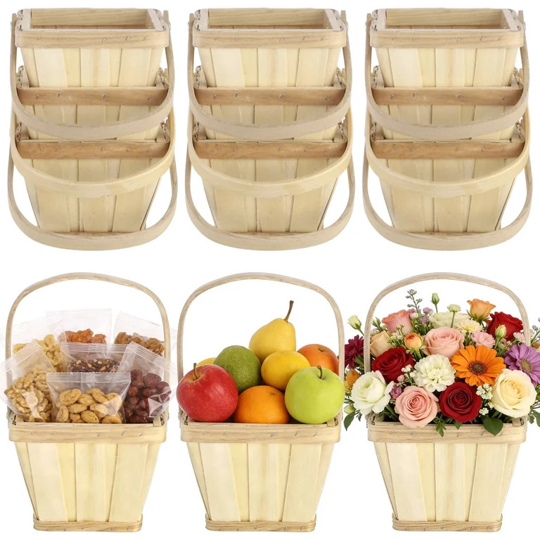 12PCS Mini Wooden Berry Baskets, 5.1 x 3.9 in Square Berry Picking Buckets with Handle, Hand-Wove... | Walmart (US)