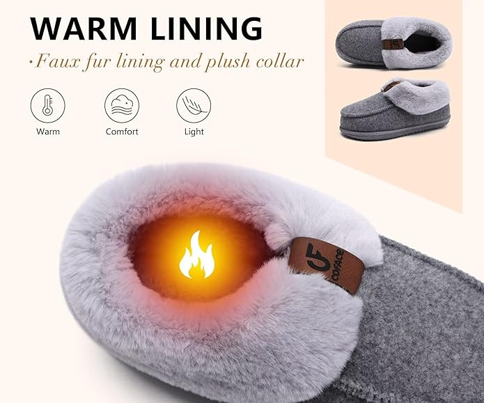 COFACE Women's Memory Foam House Slippers Arch Support Moccasin Winter Shoes Ladies Warm Fuzzy Fa... | Amazon (US)