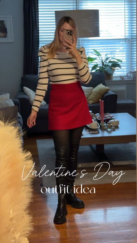 Valentine’s Day outfit idea 

Red skirt • stripped sweater • black tights • overknee black boots • date night • galantine’s day

#LTKstyletip #LTKVideo #LTKSeasonal