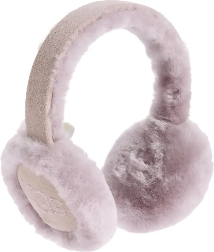 Logo Embroidered Genuine Shearling Earmuffs | Nordstrom Rack