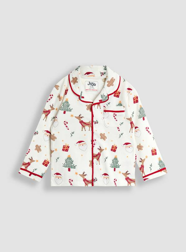 JOJO MAMAN BÉBÉ Christmas Print Jersey Collar Pyjamas 4-5 Years | Tu Clothing