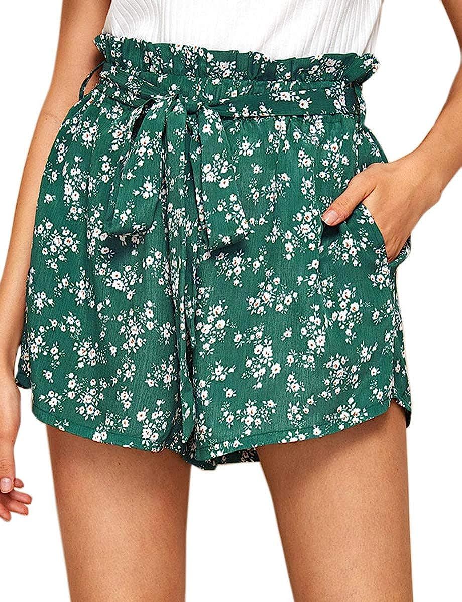 Romwe Women's Casual Elastic Waist Summer Shorts Jersey Walking Shorts | Amazon (US)