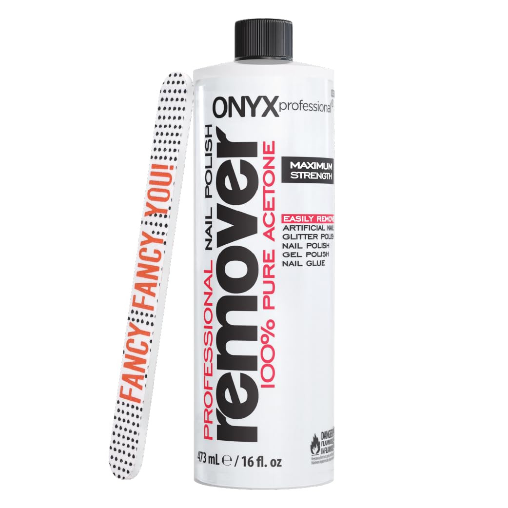 Onyx Professional 100% Pure Acetone Nail Polish Remover Kit with 7 inch Nail File, 16 fl oz - Mad... | Amazon (US)