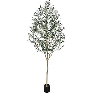 Phimos Artificial Olive Tree Tall Fake Potted Olive Silk Tree with Planter Large Faux Olive Branc... | Amazon (US)