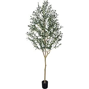 Phimos Artificial Olive Tree Tall Fake Potted Olive Silk Tree with Planter Large Faux Olive Branc... | Amazon (US)