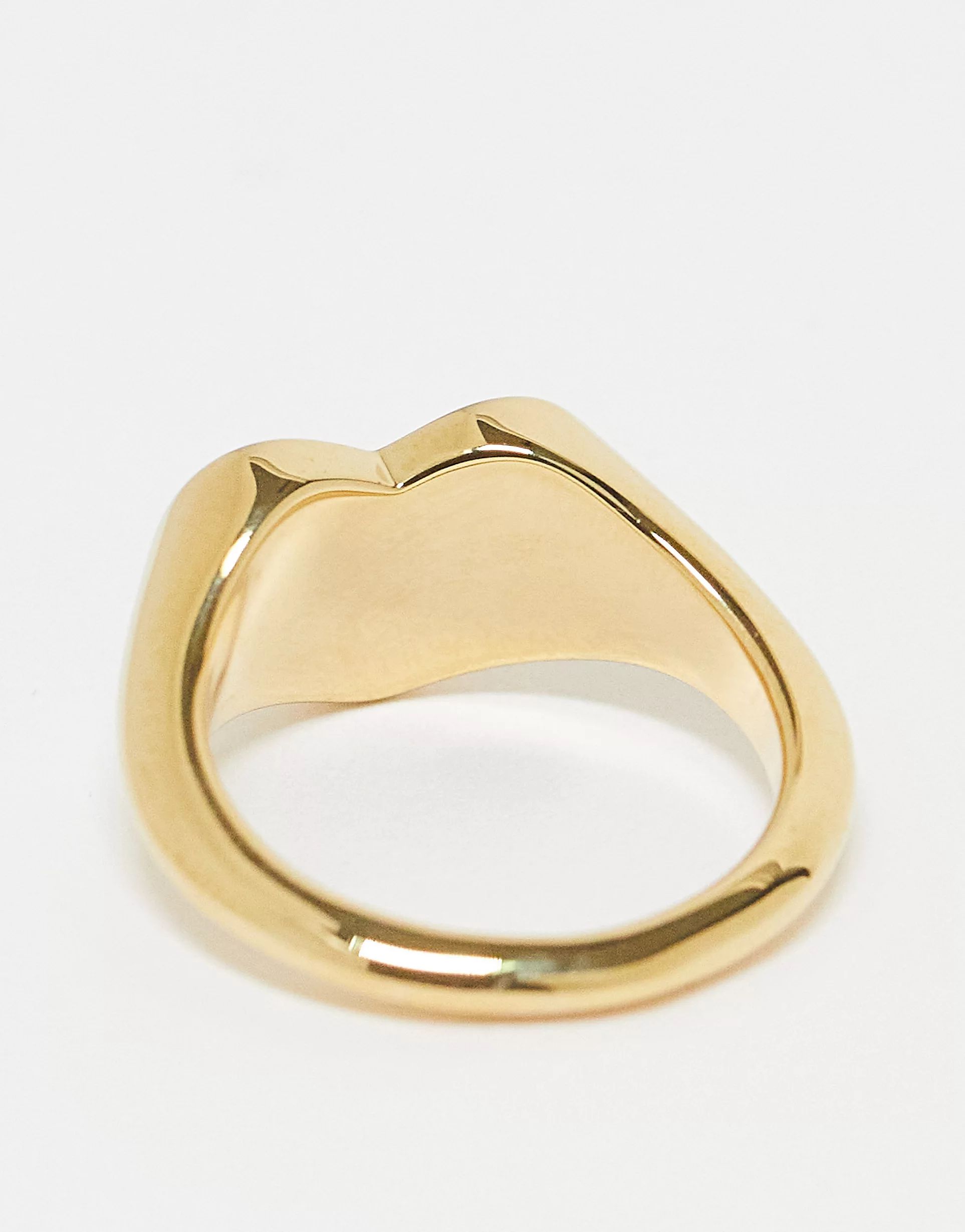 Pieces Exclusive 18k plated heart signet ring in gold | ASOS (Global)