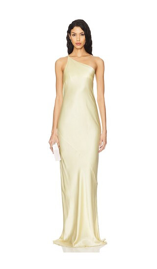 La Lune One Shoulder Cowl Back Maxi Dress in Lemon | Revolve Clothing (Global)