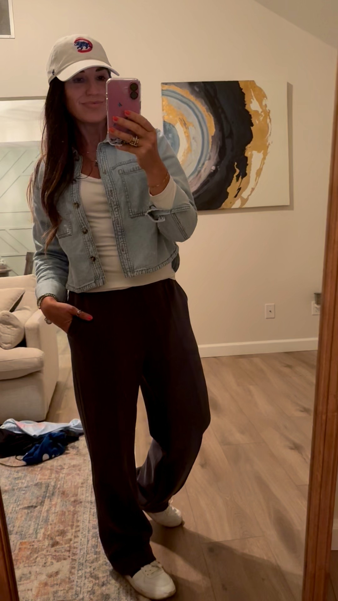 Casual and comfy
I’m loving this cropped denim shirt from Walmart, it goes with so many outfits and so perfect for transitioning into cooler weather.
Amazon, long sleeve t shirt, sneakers, hat and velvety soft pants. Cute and casual without breaking the bank! 
For reference, I’m 5’3”
Wearing size small in the pants and shirts 

#LTKOver40 #LTKStyleTip