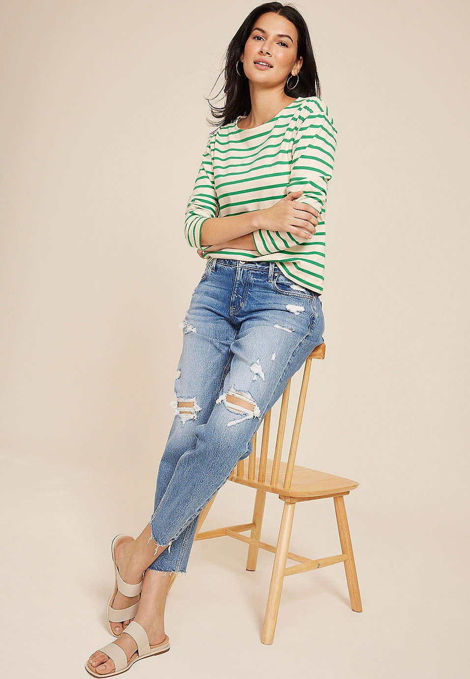 Marina Striped Mixer Tee | Maurices