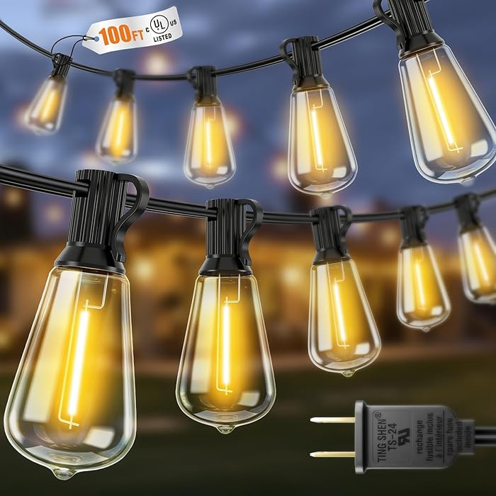 VOLIVO 100FT Outdoor String Lights for Patio, Waterproof Hanging Lights with 35+1 Shatterproof ST... | Amazon (US)