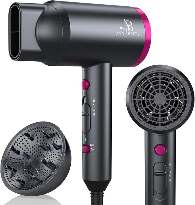 Ionic Hair Dryer with Diffuser, Powerful 1800W Blow Dryer for Women & Men, Fast-Drying Hair Dryer... | Amazon (US)