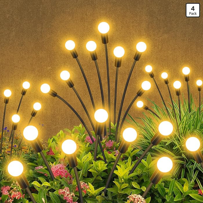 Solar Garden Lights Outdoor Waterproof, 4 Pack 32 LED Swaying Light Firefly Light Outdoor Decor L... | Amazon (US)