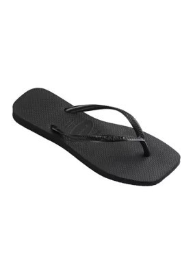 Havaianas Women's Slim Filp Flop Thong Square Toe Sandals, Black, 11M-12M | Belk