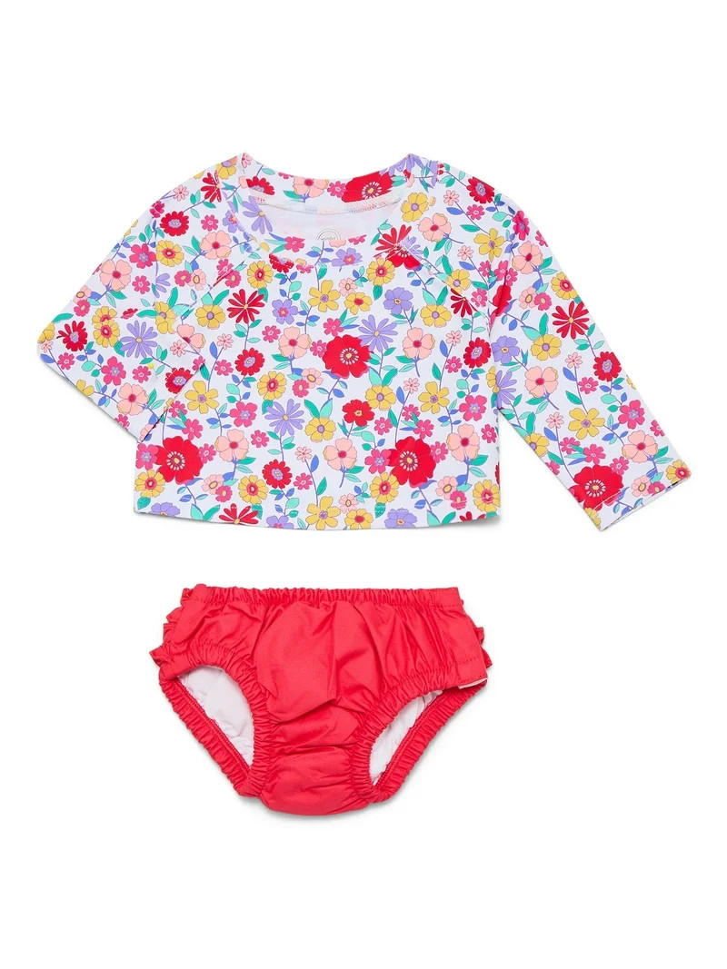 Wonder Nation Baby Diaper Cover Swimsuit, 2-Piece, Size 0/3-12M | Walmart (US)