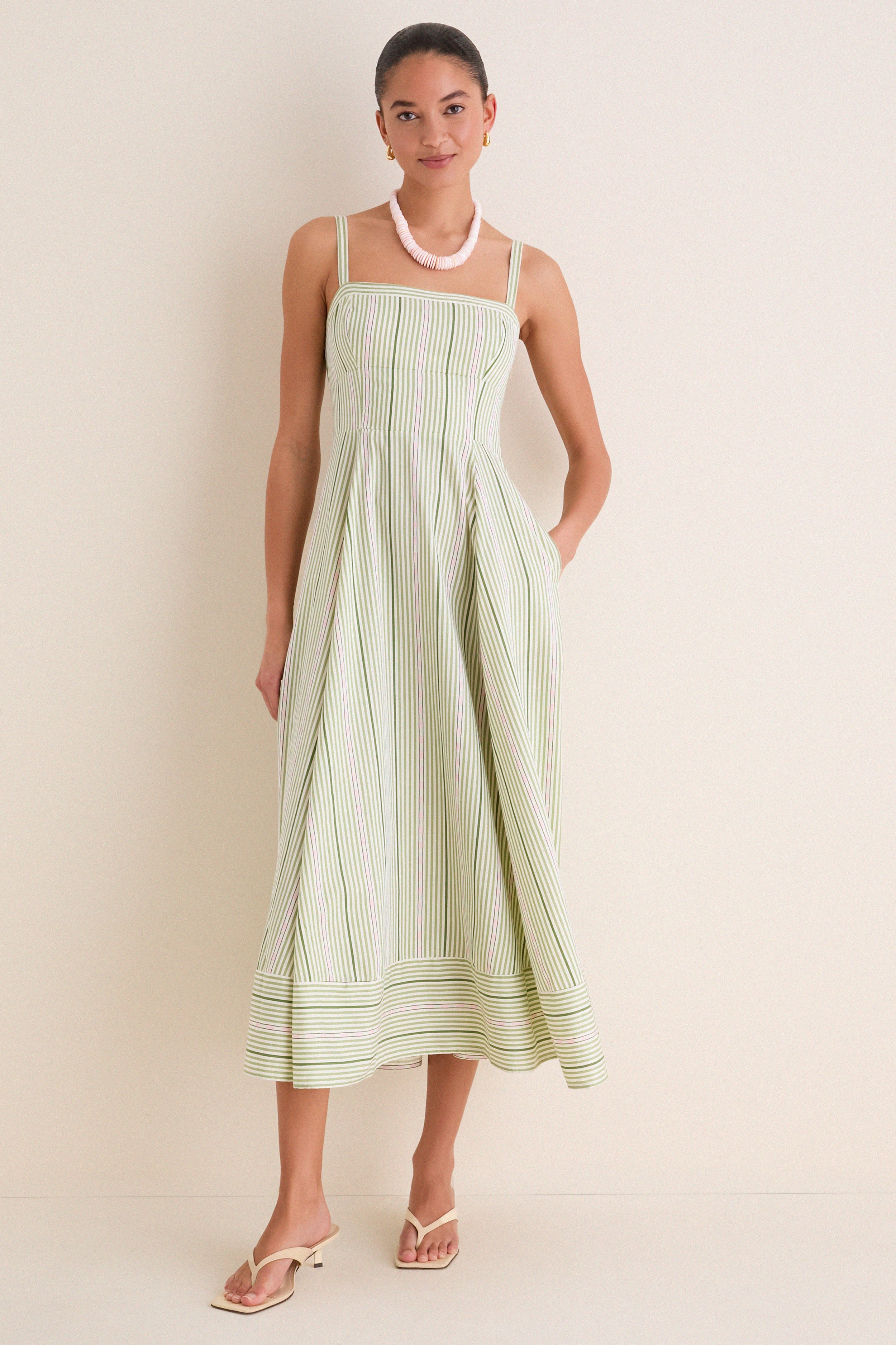 Green Jacquard Stripe Margot Dress | Tuckernuck (US)