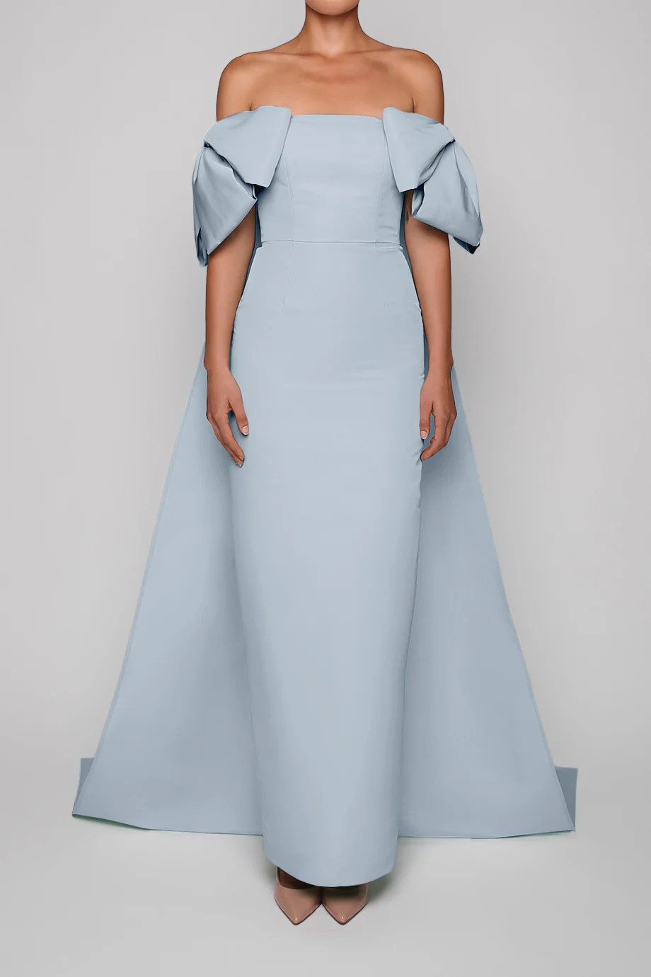 Josephine Silk Faille Column Gown with Detachable Cape | ALEXIA MARIA LLC