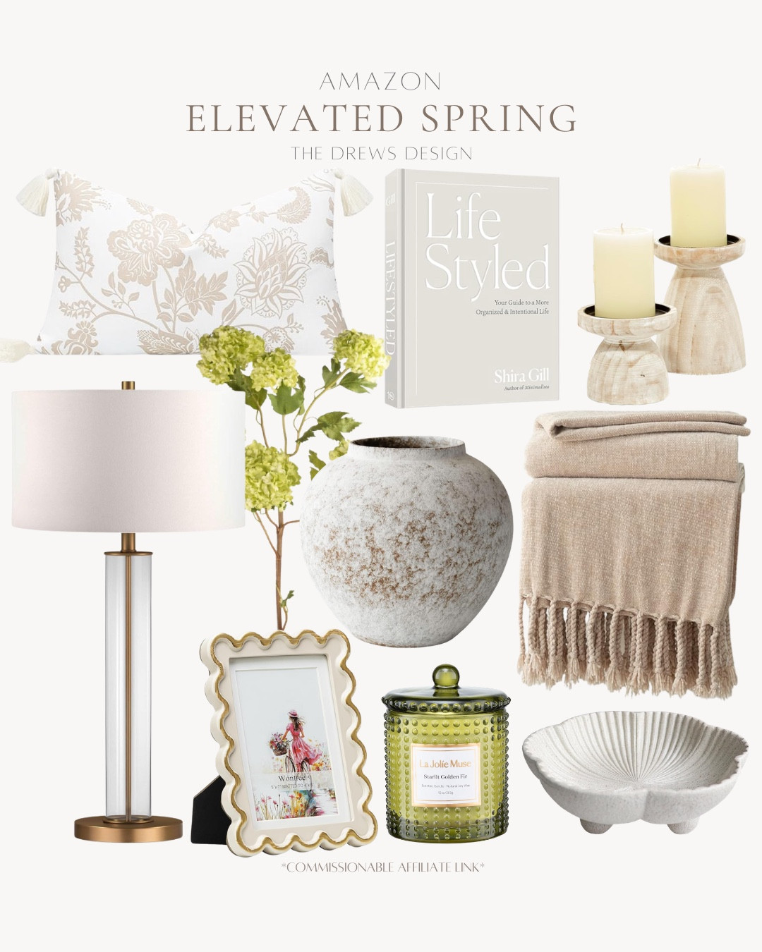 Amazon elevated spring finds include decorative bowl, candle, frame, table lamp, vase, floral stem,  blanket, pillar candle holders, coffee table book, and throw pillow.

Home decor, home accents, looks for less 

#LTKvlog #LTKHome #LTKSeasonal