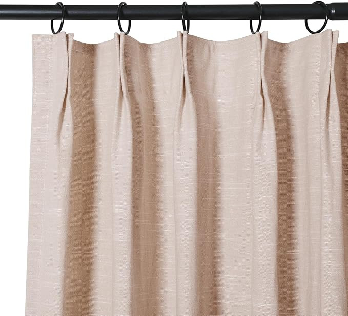 TWOPAGES Pinch Pleated Curtain with Hooks 96 Inches Long Light Filtering Linen Cotton Blend Lined... | Amazon (US)