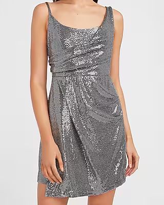 Sequin Asymmetrical Draped Sheath Dress | Express