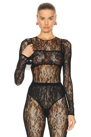 WARDROBE.NYC Lace Bodysuit in Black | FWRD | FWRD 