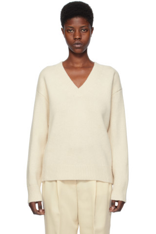 White V-Neck Sweater | SSENSE