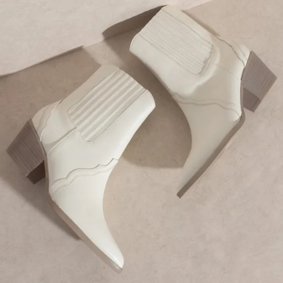 Paneled Western White Bootie | Poshmark