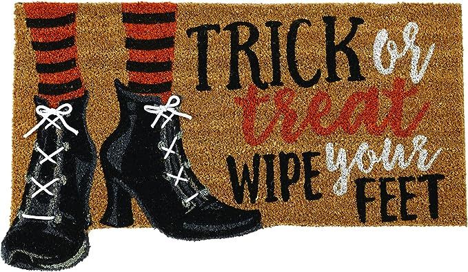 Mud Pie Halloween Witch Trick or Treat Doormat, Brown/Black | Amazon (US)