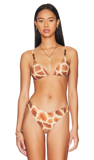 Beaded Cooper Bikini Top in Giraffe | Revolve Clothing (Global)