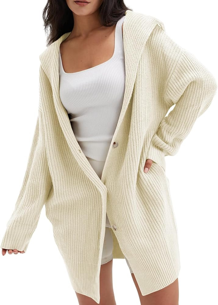 DEEP SELF Women's Long Sleeve Open Front Cardigan 2023 Fall Casual Loose Button Down Lapel Knit S... | Amazon (US)