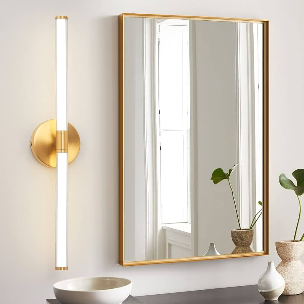 Biewalk Modern Bathroom Vanity Light Fixtures Gold LED Wall Sconce 32 inch 22W 4000K Wall Lights ... | Amazon (US)