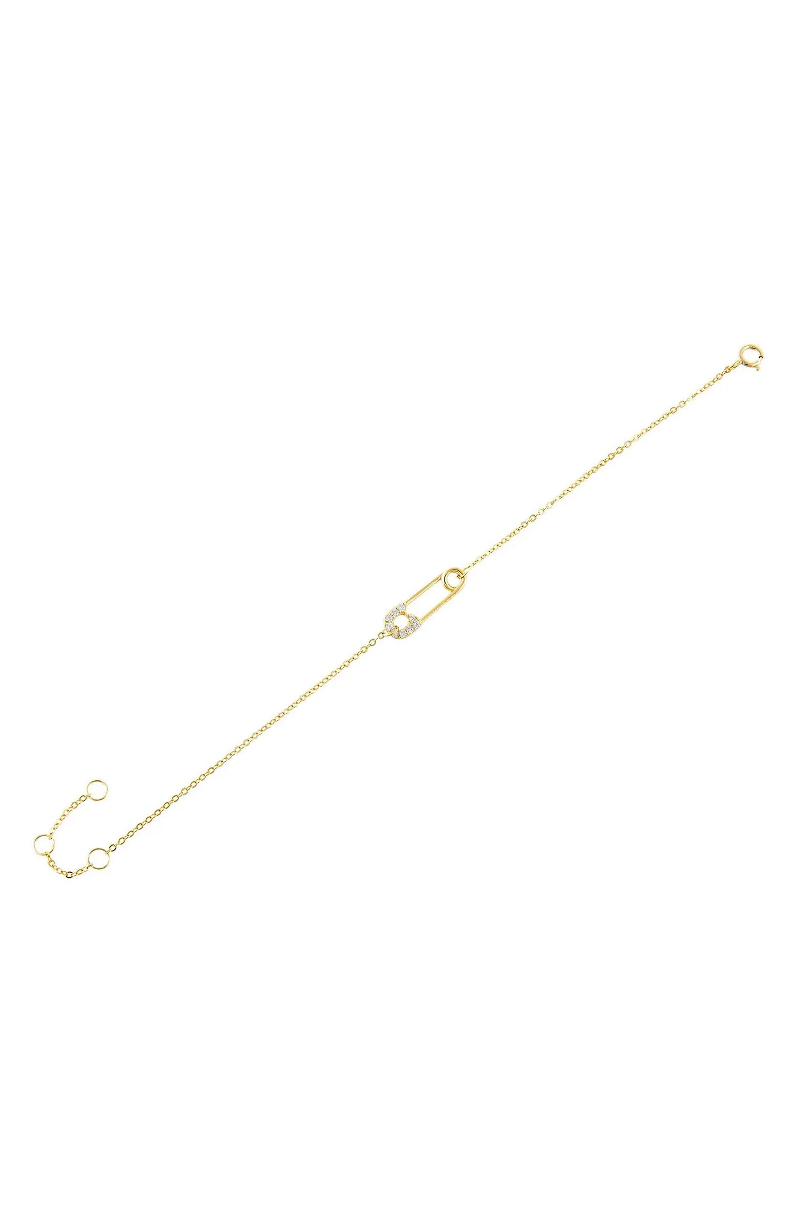 Cubic Zirconia Safety Pin Bracelet | Nordstrom