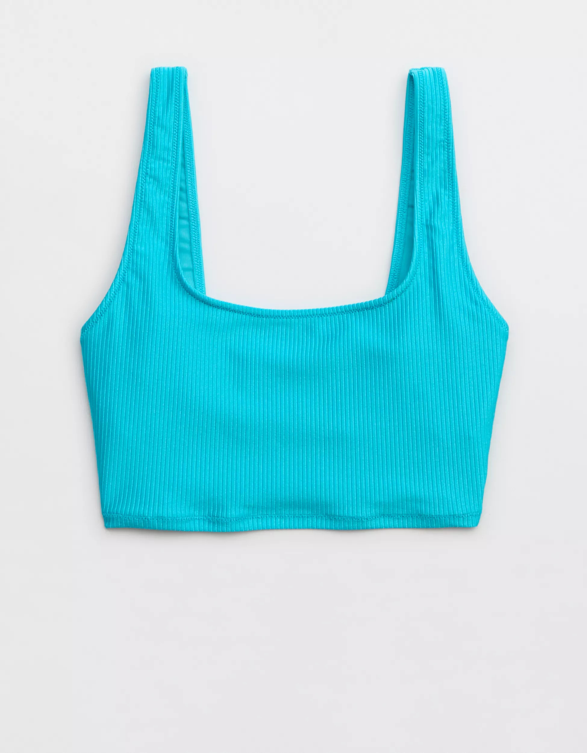 Aerie Shine Rib Longline Scoop Bikini Top | Aerie