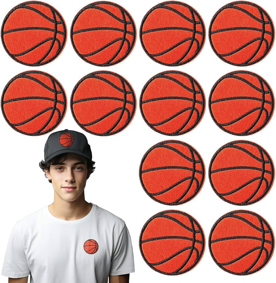 12PCS Basketball Iron on Patches, Sew on Embroidered Applique Basketball Patches for Clothes, Jea... | Amazon (US)