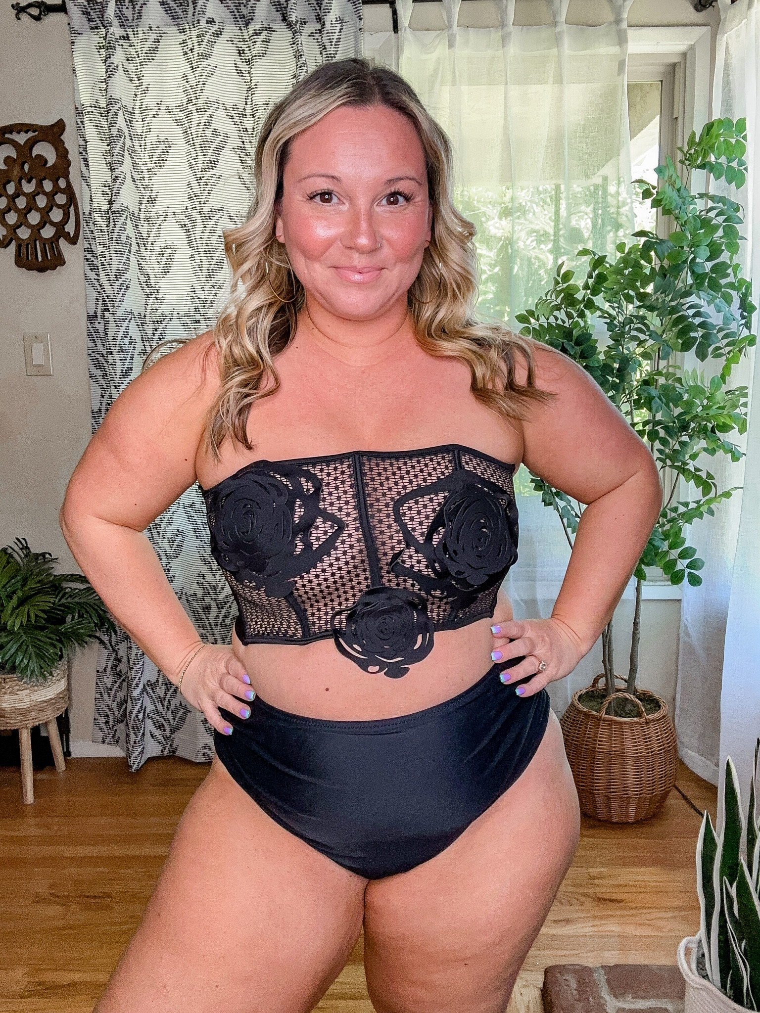 Swimsuit top from Anthropologie 
Major splurge but so worth the money!! It’s incredible! It’s now available in white, and these are my own swim bottoms. 
I’m in the size large, it’s very secure and has thick straps that tie across the back. Boning on the sides
Resort wear, vacation outfit, travel outfit, pool style, pool outfit

#LTKover40 #LTKmidsize #LTKswim