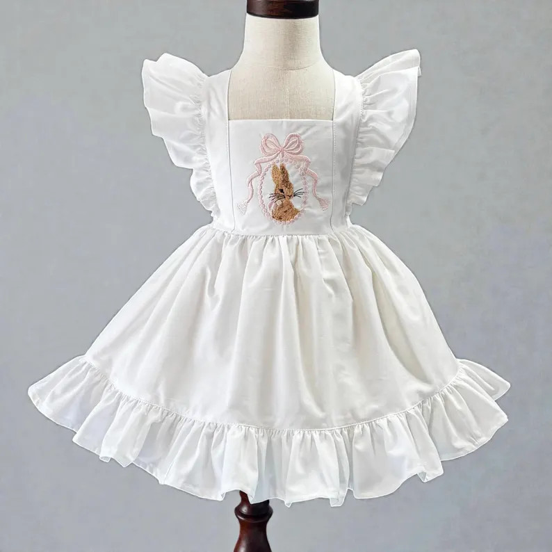 White Bunny Dress for Girls, Baby,  Handmade Easter Dress, Handmade Cotton Dress for Baby, Toddle... | Etsy (US)